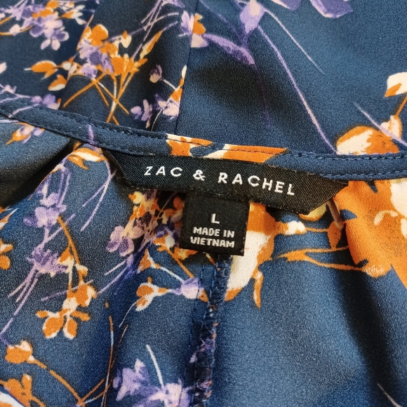 Zac & Rachel Navy Blue With Purple And Orange Flowers - Picture 10 of 12